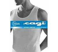 6 PEZZI CANOTTA CANOTTIERA SPALLA LARGA UOMO CAGI 1106 BIANCO 100% COTONE TAGLIE