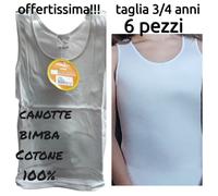 6 PEZZI CANOTTE BIMBA SPALLA LARGA IN COTONE 100% estivo vogatore t-shirt top