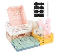 6 Pezzi Cassette Plastica Pieghevoli, Mini Cassetta Pieghevole in Plastica, Cassetta Pieghevole Portatile, 15 x 10 x 5,8 cm Cestini Portaoggetti, Scatola Porta Oggetti per Casa, Classe, Ufficio