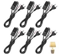 6 Pezzi Cavo Di Alimentazione Con Spina E Interruttore, 1,8m Cavo Con Interruttore E Spina, Cavos Di Collegamento Con,Abat Jour Bipolare Per Luci, Lampade, Lampadine