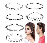 6 Pezzi Cerchietto Capelli Uomo e Donna,Metallo Cerchietto Capelli Donna,Cerchietto Fasce per Capelli Fascia Ondulata Nero,Multiplo Stile Antiscivolo Cerchietto,Adatto per Sport,Yoga,Trucco