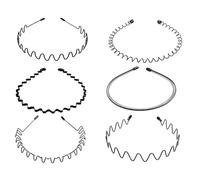 6 Pezzi Cerchietto con Mollette Incorporate, Cerchietto Capelli Uomo Nero Metallo, Fascia Elasticità per Capelli Ondulata Antiscivolo, Multiplo Stile per Sport all'aria aperta, Yoga, Trucco, Giorno