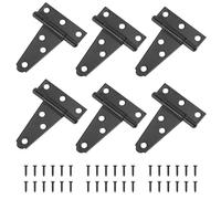 6 Pezzi Cerniera a T Nera Resistenti Cerniera Porta Esterna per Cancello, 50 mm, Zincate, con Vite di Montaggio, per Porte, Finestre, Casette da Giardino, Fienili