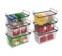6 Pezzi Cestini per Congelatore, Maniglia impilabile cestini congelatore per 198L congelatore, organizzare Gli ingredienti congelati, Facile Accesso (37x18x15cm)