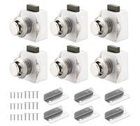 6 Pezzi Chiusura a Pulsante per Camper, Caravan Push Lock, Serratura a Pulsante Cassetto, Pulsante Serratura per Camper, Yacht, Barche, Cassetti (Bianco)