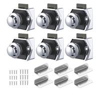 6 Pezzi Chiusura a Pulsante per Camper, Caravan Push Lock, Serratura a Pulsante Cassetto, Pulsante Serratura per Camper, Yacht, Barche, Cassetti (Argento)