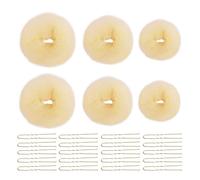 6 Pezzi Ciambella per Chignon, Creatore per Pane Ciambella Accessori Capelli Chignon con 20 Clip a Forma di U per Donne e Ragazze (Beige)