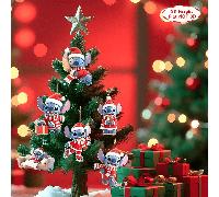 6 pezzi Ciondoli a forma di cappello di Natale con motivo a punto croce, adatti per decorare l'albero di Natale, come portachiavi, forniture per feste di Natale. Molto adatti come regali di Natale, bo