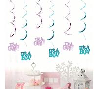 6 pezzi Ciondoli a spirale per annuncio del sesso del bambino, "È un maschio", "È una femmina", ciondoli blu e rosa per festa o festa di nascità rosa,bluFumettoTPR