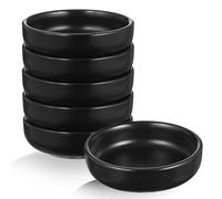 6 pezzi Ciotola Giapponese per Salsa, Ceramica, 9x9x2,5cm | Bianco e Nero, Forma Rotonda, Smalto Liscio, per Condimenti, Buffet, Ristoranti e Tavola