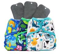 6 pezzi composti da 3 copripannolini e 3 inserti, un solo formato, pannolino riutilizzabile con doppio giro-gamba, decorazioni e regali per il baby shower e la famiglia Tagli UnicaAnimale,A striscePol