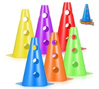 6 Pezzi Coni Allenamento Calcio da 23cm con Fori, Marcatori Sportivi | Plastica PE Flessibile, Configurazione Rapida, per Esercizi nel Campo, Allenamento Giovanile e Uso all Aperto