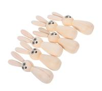 6 Pezzi Coniglietti in Legno per Pasqua, Set 6, Grezzo da Dipingere | Finitura Naturale Occhi Stampati e Superficie Liscia, Decorazione Rustica per Casa, Scaffali e Attività Creative