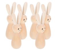 6 Pezzi Coniglietto di Legno Pasquale Fai, Figurina Rustica | Set Riutilizzabile, Superficie Liscia Occhi Stampati, Adatto a Decorazioni Casa e Laboratori Creativi