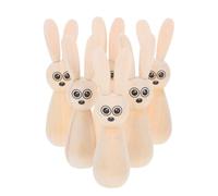 6 Pezzi Coniglio Pasquale in Legno Grezzo per Fai, Decorazione | Tema Pasquale, Superficie Liscia e Dipingibile, Stile Naturale, per Feste e Attività Creative Adulti