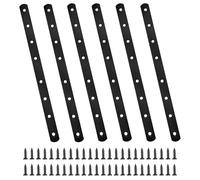 6 Pezzi Connettore piatto, Connettore in Acciaio Inossidabile 201, Design con Foro per Vite svasato Connettore Metallico con 48 Viti connettore ad angolo piatto, per Mobili, Armadi, Scaffali (nero)