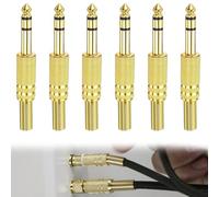 6 Pezzi Connettori Audio Dorati 6.35mm (1/4"), Spinotti Maschio-Maschio per Cavi, Connettori per Chitarra, Strumenti Musicali e Audio Professionale, Plug per Segnale Audio