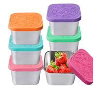6 Pezzi Contenitori per Condimenti per Insalata: 180ml Contenitori per Snack in Acciaio Inox, Con Coperchio in Silicone, Mini Contenitoris per Salsa a Prova Di Perdite per Snack Insalata Yogurt