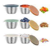 6 Pezzi Contenitori per Condimenti per Insalata,50 ml di Mini Contenitore per Salse in Acciaio Inox,Contenitore Condimento Insalata con Coperchi,per Insalate,Marmellate,Burro di Arachidi,Condimenti