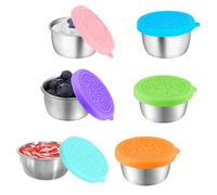 6 Pezzi Contenitori per Condimenti per Insalata 50 ml Mini Contenitore per Salse in Acciaio Inossidabile con Coperchi Riutilizzabile Scatola per Condimenti Marmellate