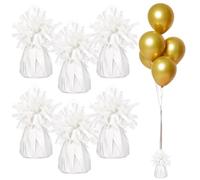 6 Pezzi Contrappeso p e r Pallonc in in Pvc e Cemento, Bianco | Blocca Galleggiamento di Palloncini Normali o Elio, per Feste e Ricorrenze, Facile da Usare