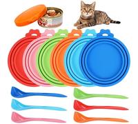 6 Pezzi Coperchi In Silicone con 6 Cucchiai Di Cibo Per Gatti, Coperture per Lattine per Animali, Tappi per Lattine con Taglia 3 in 1, Coperchio per Barattoli Cibo per Animali per Cane e Gatto