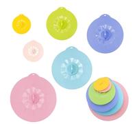 6 Pezzi Coperchio Della Ventosa in Silicone, Antipolvere Coperchi a Ventosa in Silicone Copri, Copertura per Alimenti, in 5 Misure, Adatta a Tutti i Contenitori Rotondi, Bordo Piatto