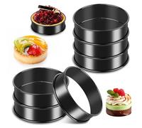 6 Pezzi Coppapasta,Anelli per Torte,Coppa Pasta per Torte,8cm Stampo per Dolci Antiaderenti,Nero Anello per Pasticceria,Stampo per Crostata,Anello di Cottura Per Pasticceria,Dessert,Uova Fritte