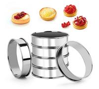 6 Pezzi Coppapasta, Anelli per Torte, Coppa Pasta per Torte, 9cm Stampo per Dolci Antiaderenti,Anello per Pasticceria Rotondo,Stampo per Crostata,Anello di Cottura Per Pasticceria,Dessert,Uova Fritte