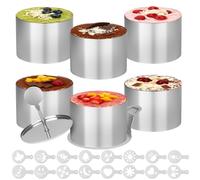 6 Pezzi Coppapasta per Torta Dell'Amore, con 1 Pezzi Pressa e 1 Pezzi Base, Anelli da Pasticceria 7.5cm, 16 Pezzi Stampo con Motivo Caffè, Per Mousse Dolci Torte Fai Da Te