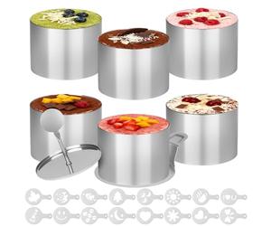 6 Pezzi Coppapasta per Torta Dell'Amore, con 1 Pezzi Pressa e 1 Pezzi Base, Anelli da Pasticceria 7.5cm, 16 Pezzi Stampo con Motivo Caffè, Per Mousse Dolci Torte Fai Da Te