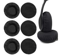 6 Pezzi Copri Cuffie Universali, Copri Cuffie Lavabile, Antipolvere, Riutilizzabili, Adatte per Cuscinetti Auricolari da 6 cm a 8 cm / 2.36" a 3.15", per Palestra, Gioco, Corsa, Allenamento (Nero)
