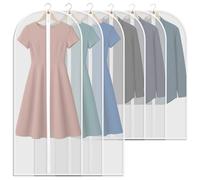 6 Pezzi Copriabiti Antipolvere Trasparenti,Coprisedili per Vestiti Antipolvere Impermeabili e Anti umidità con Cerniera per Camicia Costumi Cappotti Giacca Porta Abito 60 x 100/140 cm Bianco