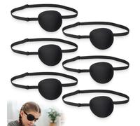 6 pezzi Copriocchio per Adulti e Bambini, 3D Regolabile con Fascia Elastica, Materiale Morbido Traspirante, Riutilizzabile per Occhio Sinistro o Destro, Ideale Costume Pirata, Ambliopia, Cosplay