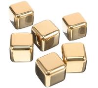 6 Pezzi Cubetti di Ghiaccio in Acciaio Inox, Riutilizzabili, Oro | Cocktail e Bevande, Raffreddamento Portatile Leggero, Superficie Liscia, per Degustazione Vino e Casa