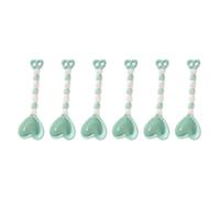 (6 Pezzi) Cucchiai Di Ceramica A Forma Cuore Che Mangiano Piccoli Dessert (Azzurro)