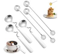 6 pezzi,cucchiai di, cucchiaini da caffè in acciaio inox, marmellata, cucchiaini da tè in acciaio inox manico angolare, set a spirale