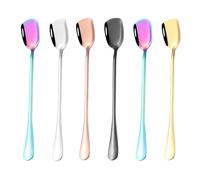 6 Pezzi Cucchiai Latte per Longdrink, 18.9 cm Cucchiai Colorati di Lunghezza, Cucchiaini Lunghi da Dolce Caffè in Acciaio Inox, Square Head Stainless Steel Spoons per Caffè Freddo Tè Freddo, Cocktail