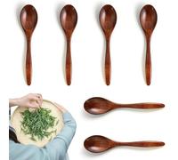 6 Pezzi Cucchiaini di Legno Piccoli, 14,5 cm, Cucchiai, Legno Naturale, Lucidati a Mano, per Cioccolata Calda, Miele, Caffè, tè, Cucchiai Naturali, Cucchiai di Legno per La Casa, Cucina, Ristorante