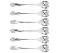 6 Pezzi Cucchiaino a Cuore in Acciaio Inox, Manico lungo Dessert | Argento, Presa Confortevole e Facile Raccolta, per Zucchero e Barattoli Alti, Cucina e Presentazione