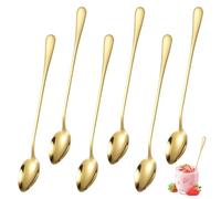 6 Pezzi Cucchiaio d'oro a Manico Lungo, 20 cm Cucchiaino da Caffè in Acciaio, Cucchiaini Lunghi, Cucchiai per Confettata, Lavabile in Lavastoviglie, per Caffè, Tè Freddo, Gelato, Frappè, Cocktail