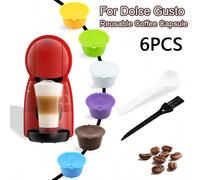6 pezzi+ cucchiaio e spazzola Tazze filtro per capsule di caffè colorate per riempire con polvere fatta in casa, riutilizzabili, per ritornare a scuola Tagli UnicaPlastica