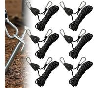 6 pezzi da 1/8 pollici 4 mm corda da 4 m, ganci regolabili per corda a cricchetto, per funi riflettenti, corde di tensionamento leggere con tenditore per tenda, tenda da campeggio (6)