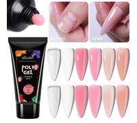 6 pezzi da 15ml Gel per estensione unghie, gel trasparente per arte di unghie fai-da-te, gel rinforzante per unghie più lunghe e più forti, adatto per principianti di arte di unghie e manicure ABS