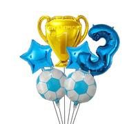 6 pezzi da 32 pollici trofeo di calcio palloncini ad elio aria decorazioni for feste compleanno palloncino con numeri cifre verdi blu rosse per Festa Di Calcio(Blue set-3)