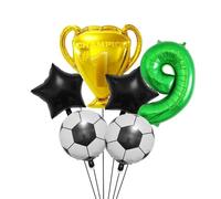 6 pezzi da 32 pollici trofeo di calcio palloncini ad elio aria decorazioni for feste compleanno palloncino con numeri cifre verdi blu rosse per Festa Di Calcio(Green set-9)