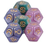6 Pezzi Dadi Zodiacali Creativi in Resina a 12 Facce | Apprendimento Astrologico, senza Sbavature e Facili da Portare, per Feste e Incontri Amici o Famiglia