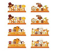 6 pezzi decorazione da tavolo Friendsgiving Happy Friendsgiving segno centrotavola in legno tacchino zucca camion decorazione per autunno autunno Ringraziamento decorazione per la casa raccolto