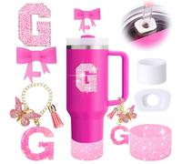 6 pezzi di accessori rosa Stanley Cup Set Decorazioni per le iniziali per Stanley Cup 30oz 40OZ INCLUSA TOPPER TOPPER HANDPER CHAND BAMBARE AVOLO SCO