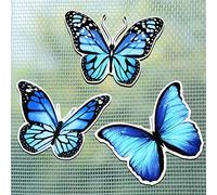 6 Pezzi di Adesivi Magnetici a Farfalla per Porte a Zanzariera a Doppio Lato Magneti Flessibili Decorativi Multicolori per Zanzariera Magnetica Frigorifero e Porte Scorrevoli(Blu,Stile Fresco)